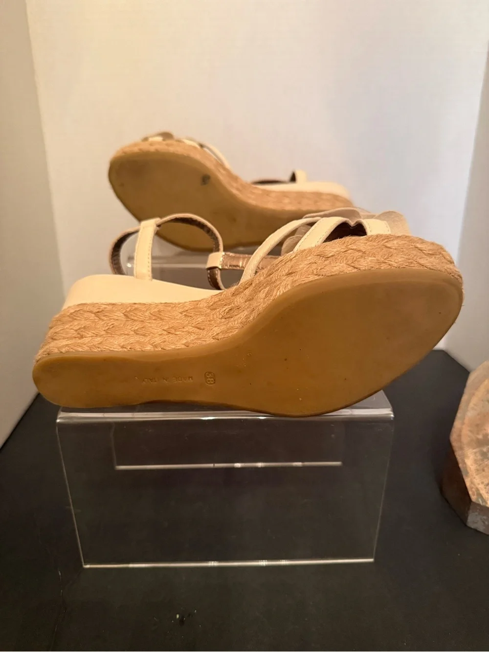 Sesto Meucci Beige Floral Espadrille Wedge Sandals size 8